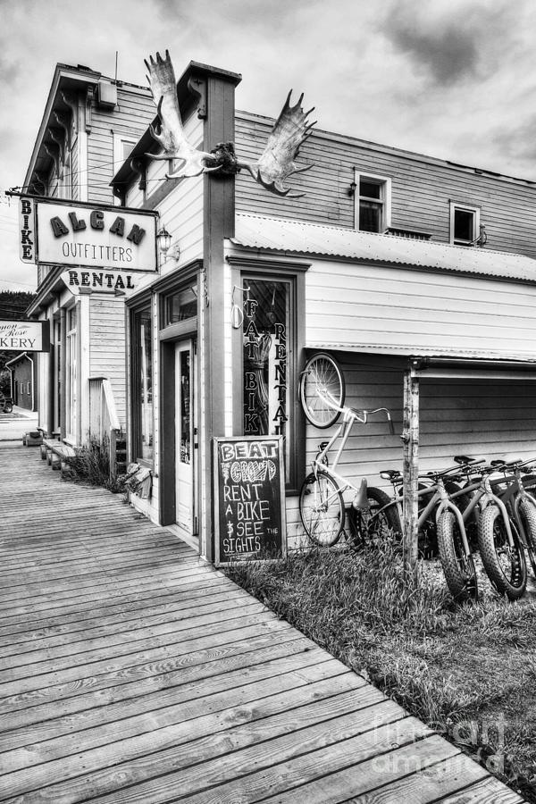 Bicycle Photograph - Downtown Skagway 3 BW by Mel Steinhauer