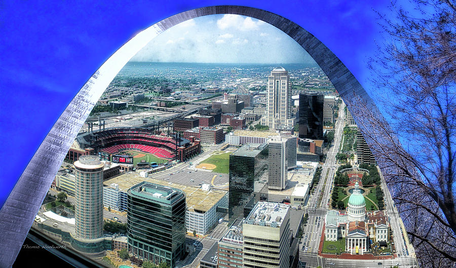 Downtown St Louis A View From The Arch Merged Image Photograph by Thomas Woolworth