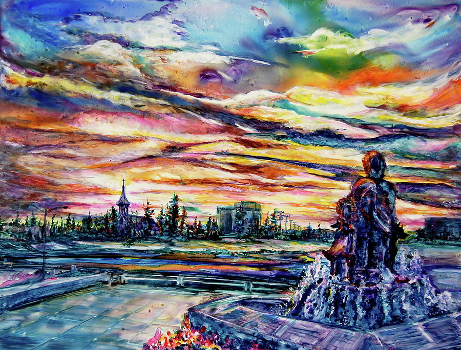 Downtown Sundown Painting by Margaret Donat