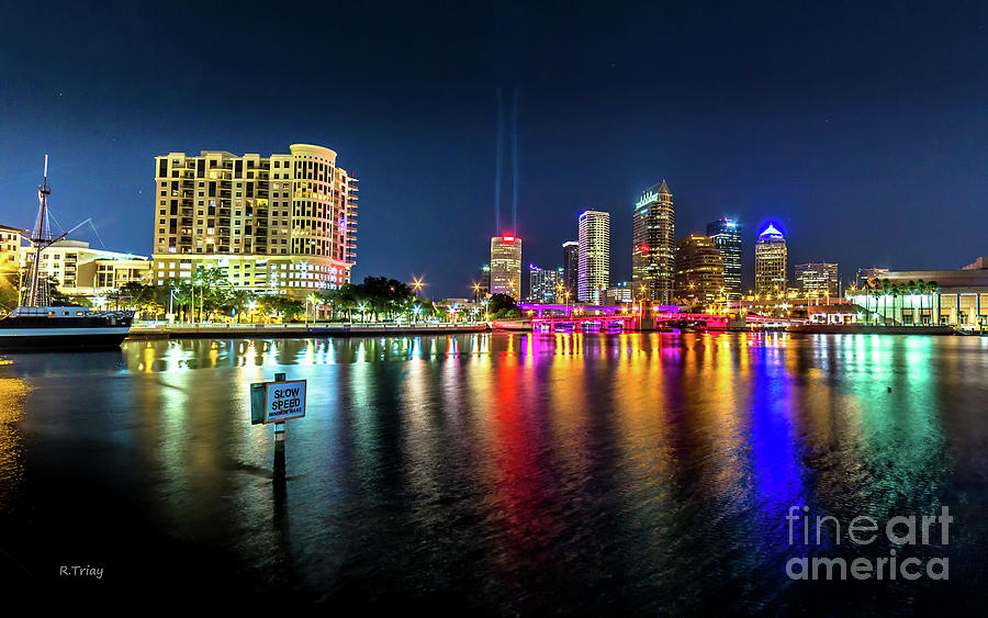 Downtown Tampa Night Skyline Photograph by Rene Triay FineArt Photos