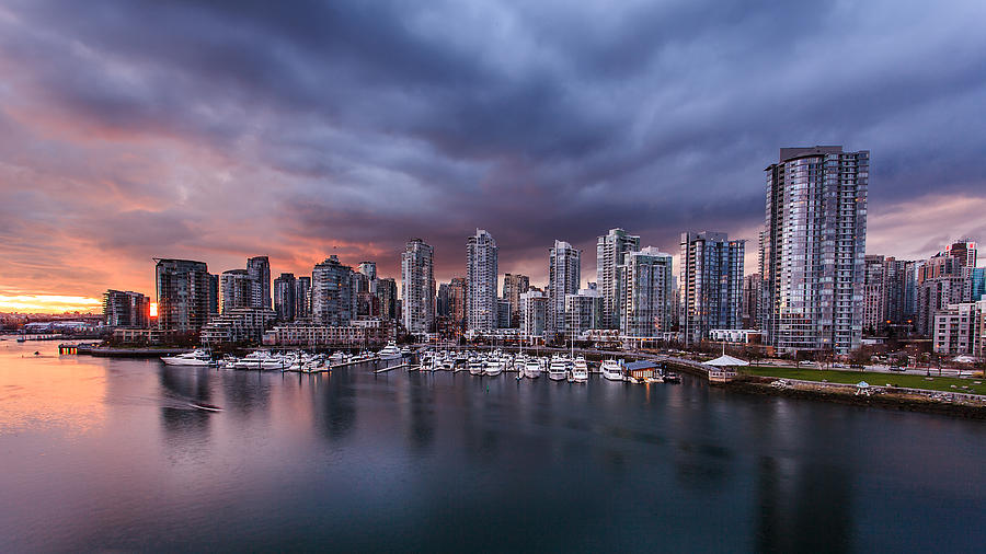 Sunset Photograph - Downtown Vancouver Sunset by Alan W