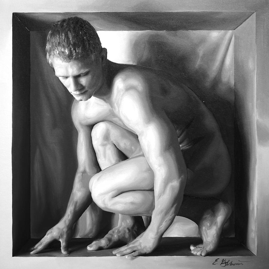 Nude Painting - Downward Glance by E Gibbons