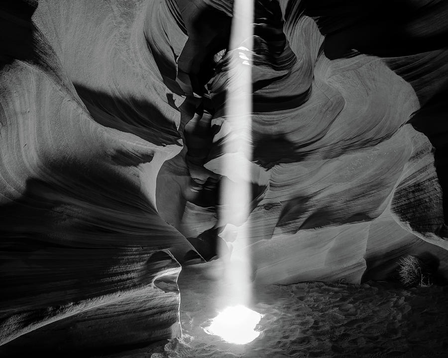 Downward Light - Looming Shadows - Antelope Canyon Black and White Photograph by Gregory Ballos Downward Light - Looming Shadows - Antelope Canyon Black and White Photograph by Gregory Ballos