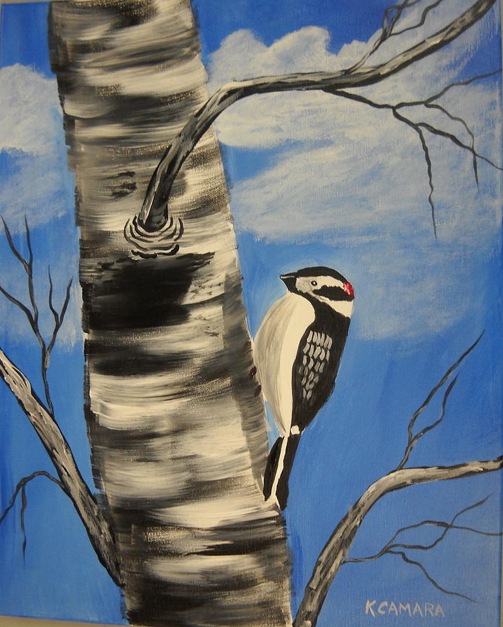 Downy Woodpecker Painting by Kathie Camara