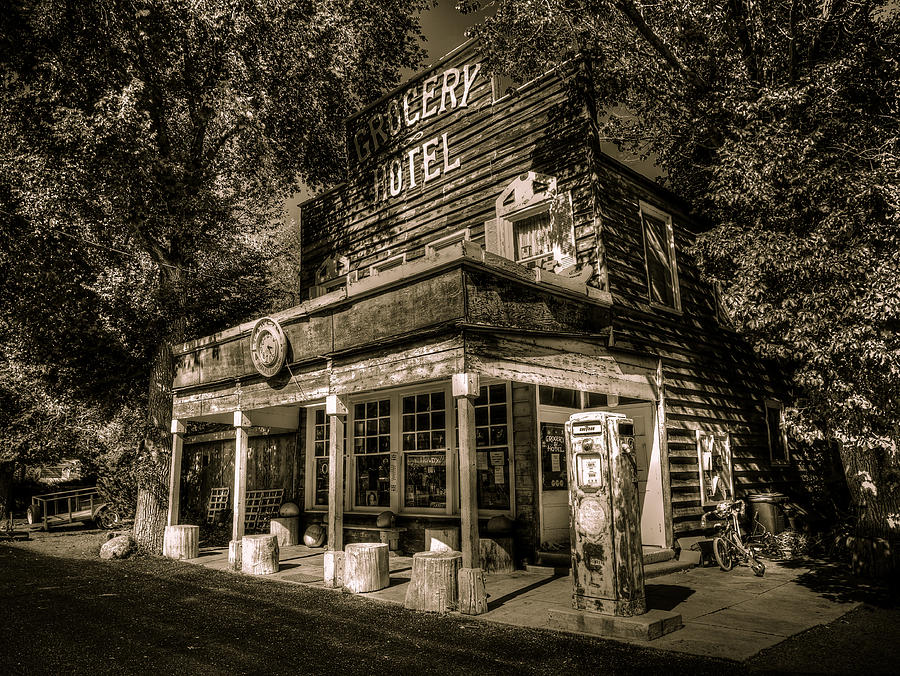 Black And White Photograph - Doyle Grocery and Hotel by Scott McGuire