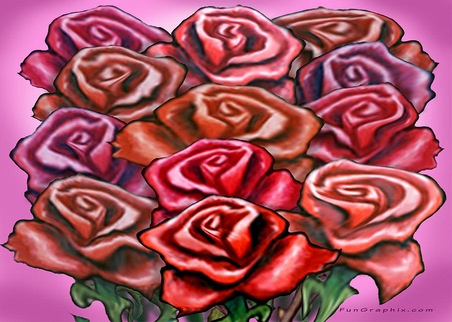 Dozen Roses Painting by Kevin Middleton