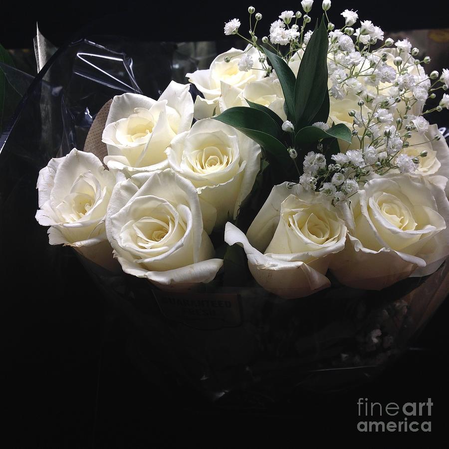 Dozen White Bridal Roses Photograph by Richard W Linford