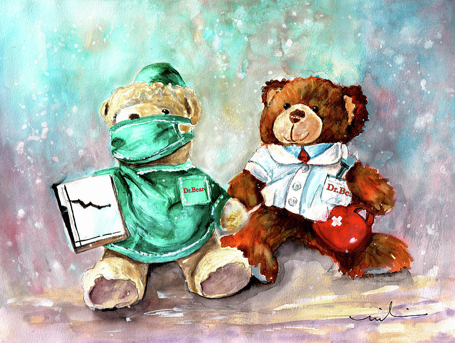 Dr Bear And Dr Bear Painting by Miki De Goodaboom
