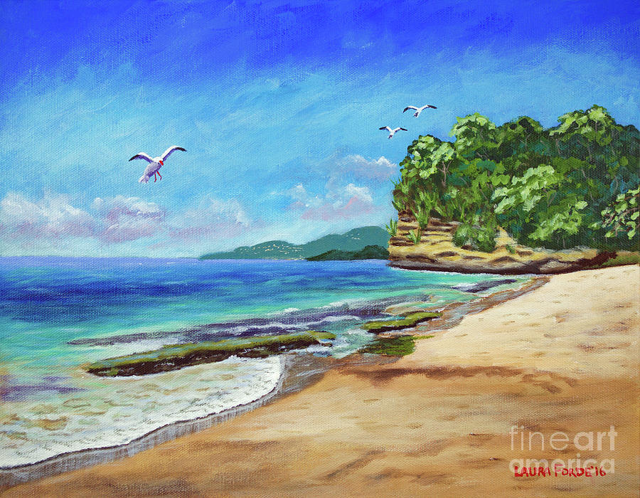 Dr. Grooms Beach, Grenada Painting by Laura Forde