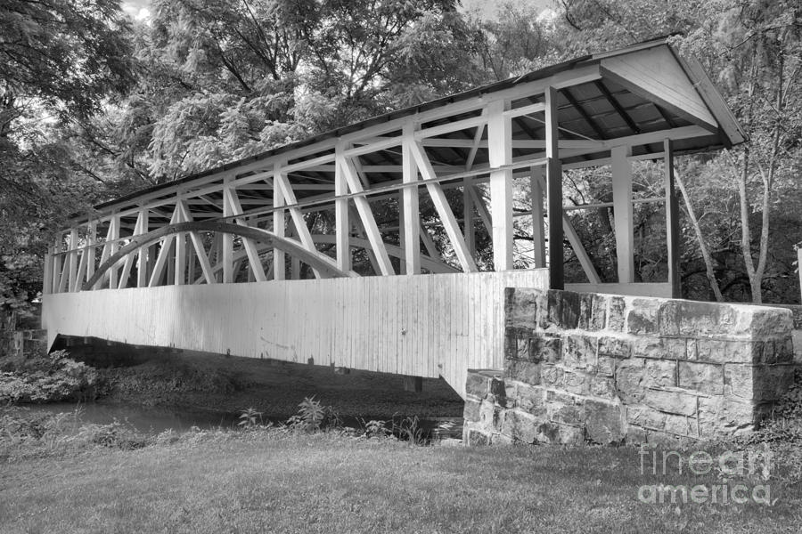 Dr. Kinsley Covered Bridge Over Dunning Creek Black And White Photograph by Adam Jewell