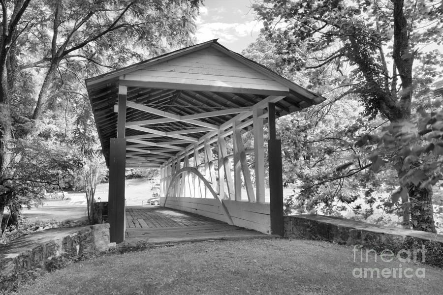 Dr. Knisely Covered Bridge Black And White Photograph by Adam Jewell