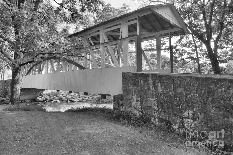 Dr, Knisley Covered Bridge Landscape Black And White Photograph by Adam Jewell