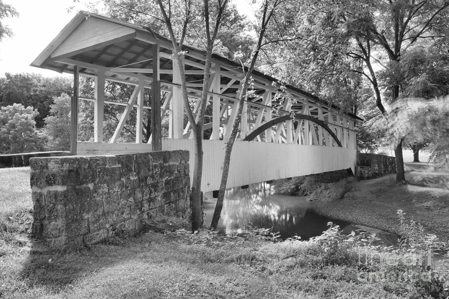 Dr. Knisley Covered Bridge Of Bedford PA Black And White Photograph by Adam Jewell