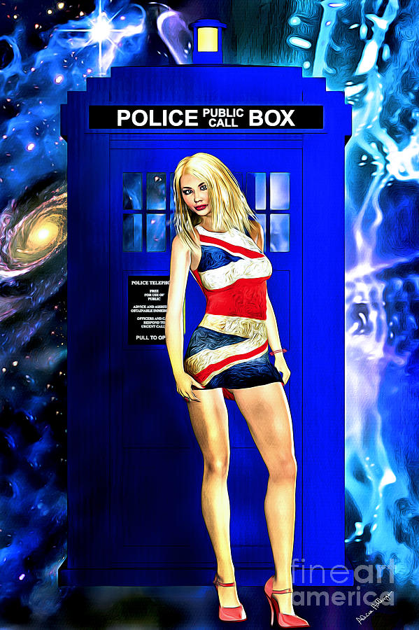 Doctor Who - Tardis and Rose Tyler Mixed Media by Alicia Hollinger