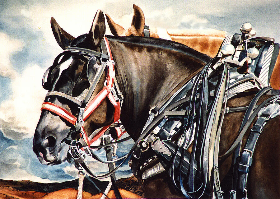 Draft Mules Painting by Nadi Spencer