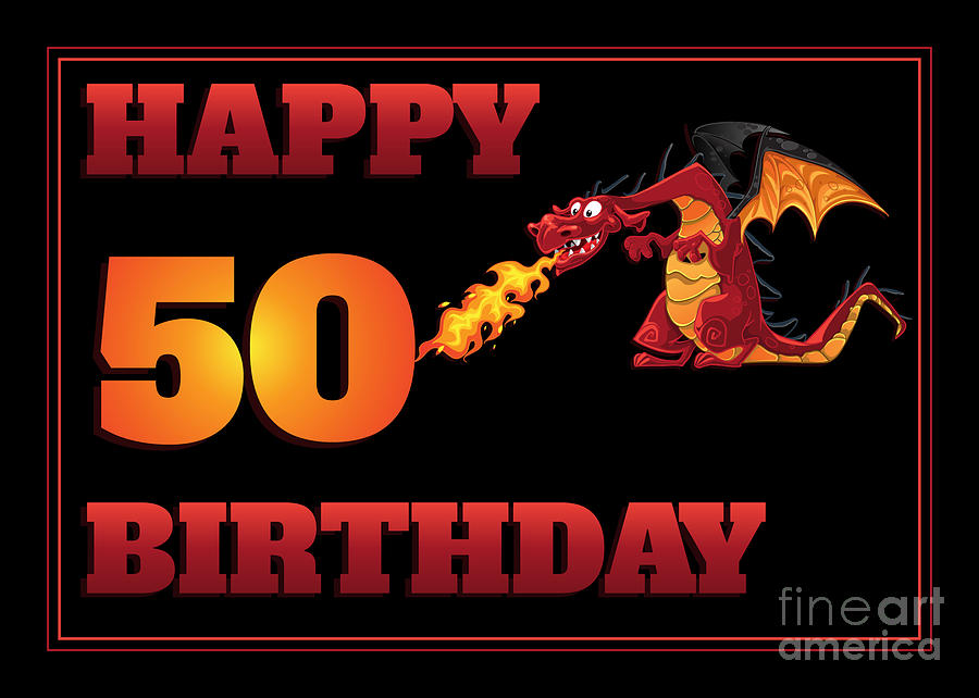 Cake Digital Art - Dragon 50th Birthday by JH Designs