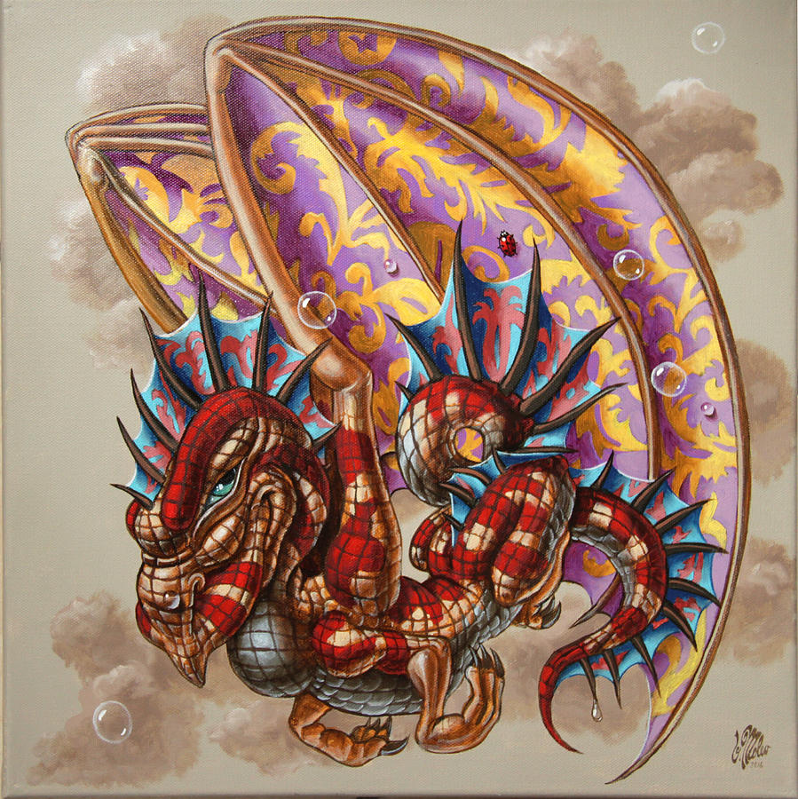 Dragon and a ladybird Painting by Victor Molev