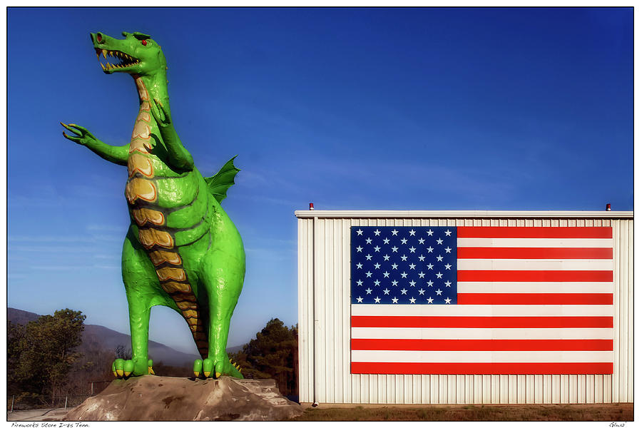 Dragon and American Flag Photograph by Gary Warnimont