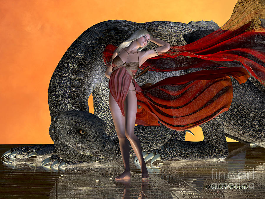 Dragon and Fairy Painting by Corey Ford