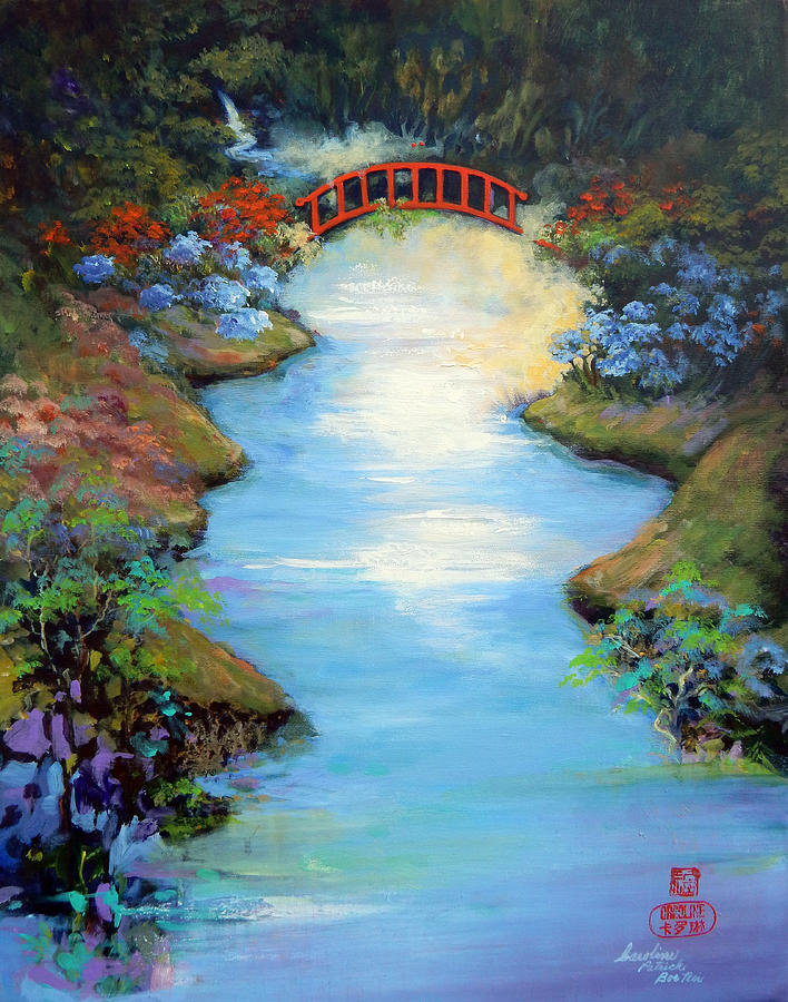 Dragon Bridge Painting by Caroline Patrick
