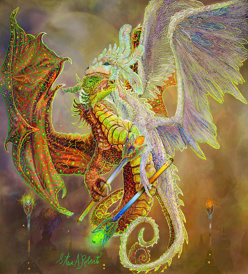 Fantasy Painting - Dragon Dancers by Steve Roberts