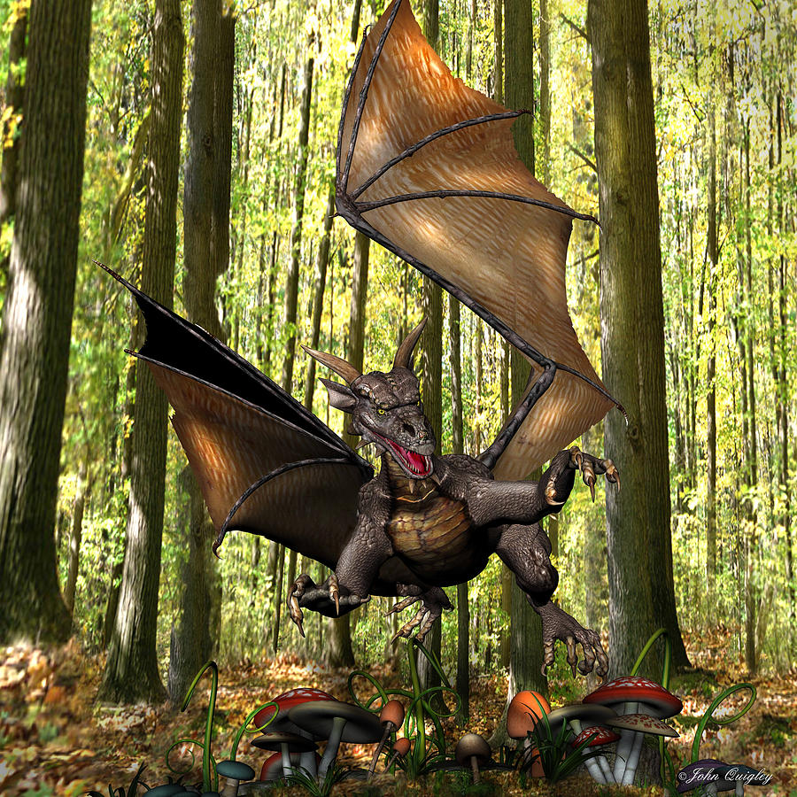 Dragon Edwin - Dropping In for a Snack Digital Art by John Quigley