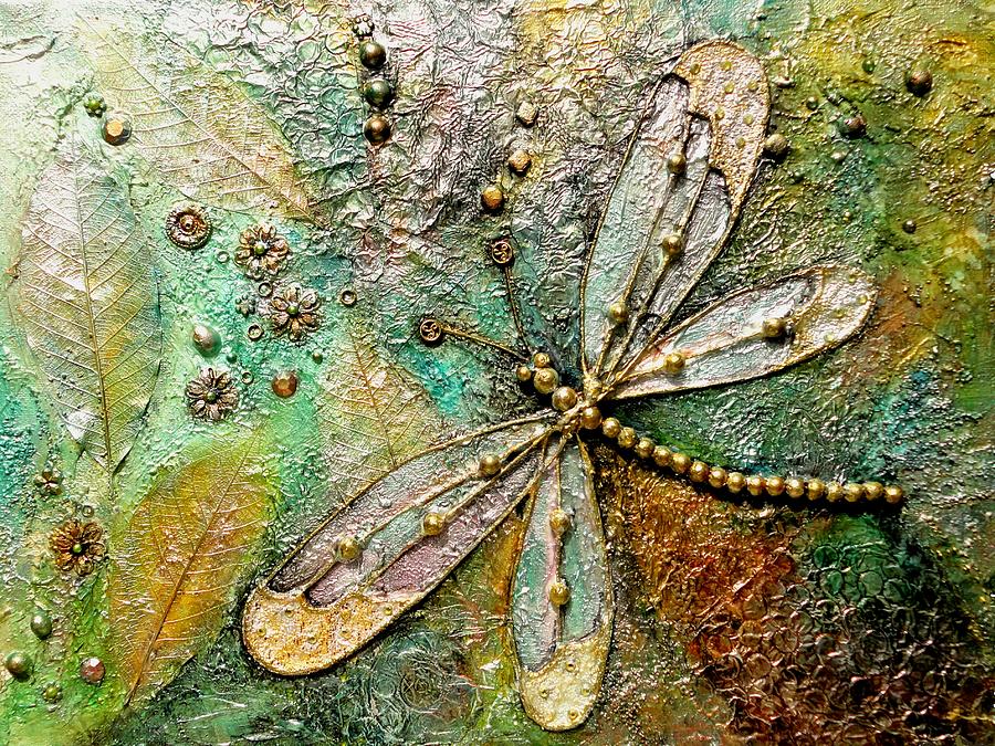 Dragon Fly  -mixed media Painting by Grace Iradian