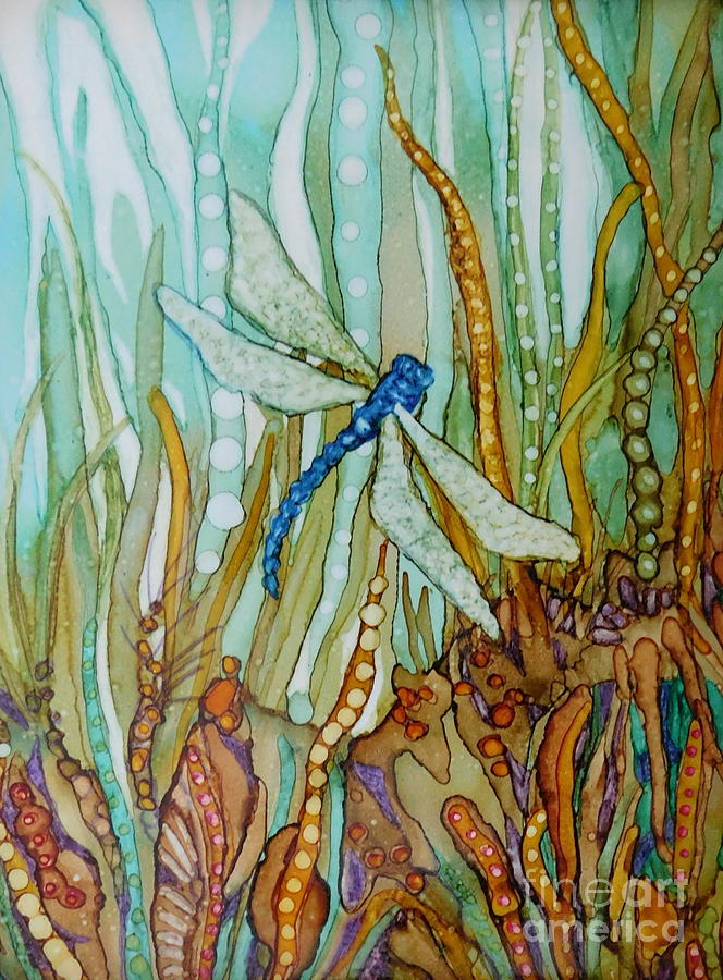 Dragon Fly Painting by Joan Clear