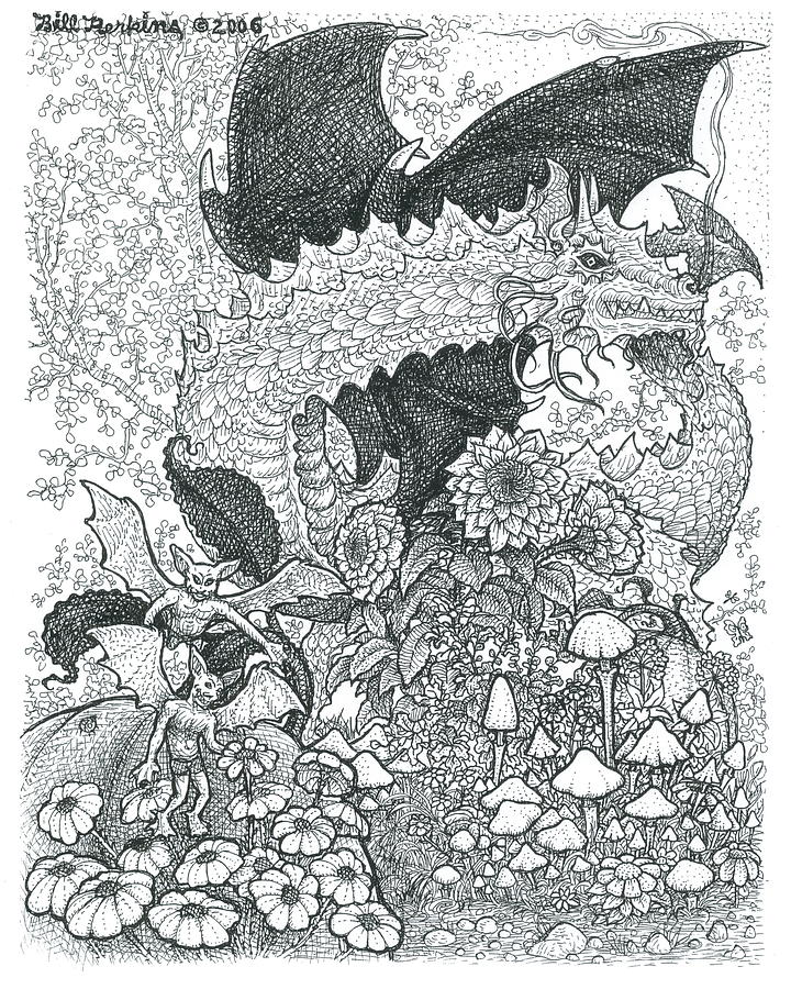 Dragon Garden Drawing by Bill Perkins