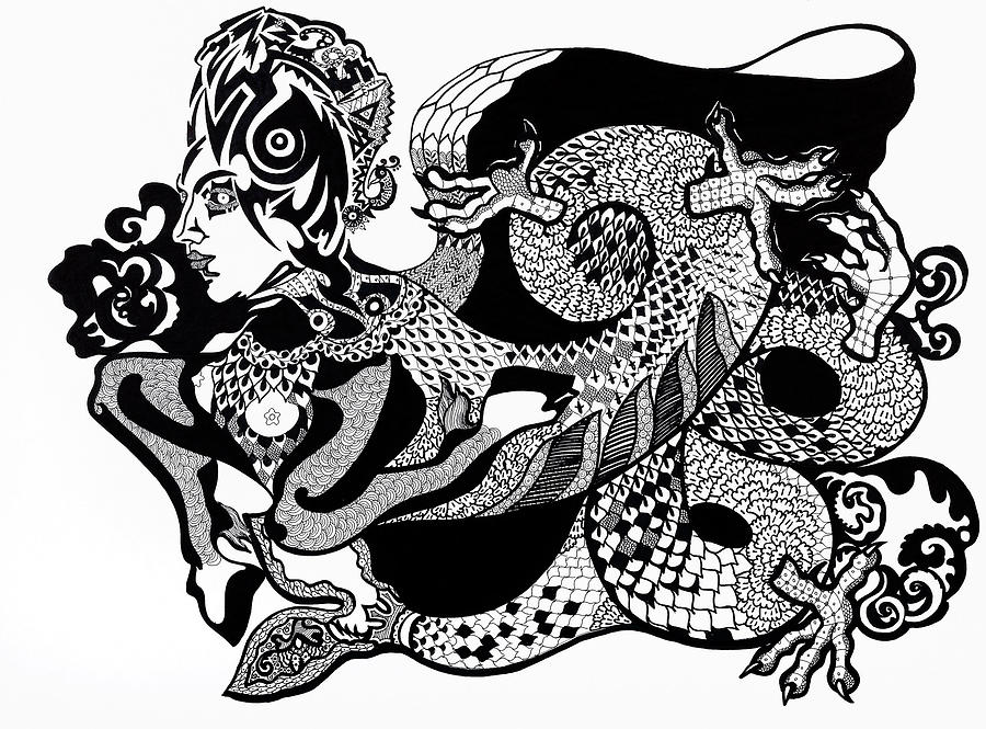 Dragon Lady Drawing by Yelena Tylkina