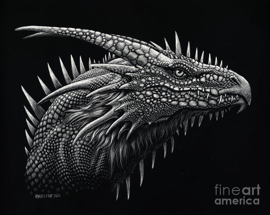 Dragon Drawing - Dragon Lizard by Stanley Morrison