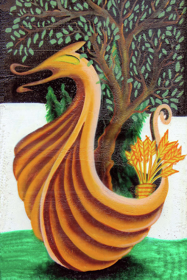 Dragon Olive Tree Painting by Munir Alawi