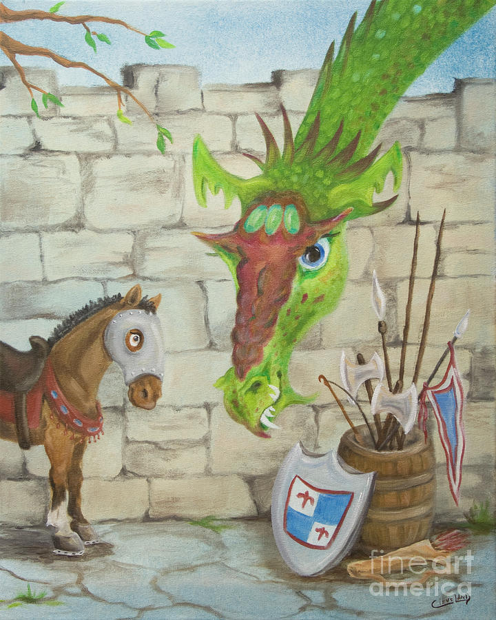 Dragon Over the Castle Wall Painting by Cathy Cleveland