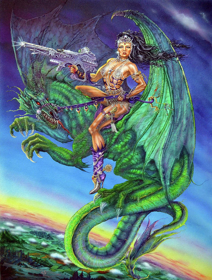 Dragon Painting - Dragon Rider by Liz Baker