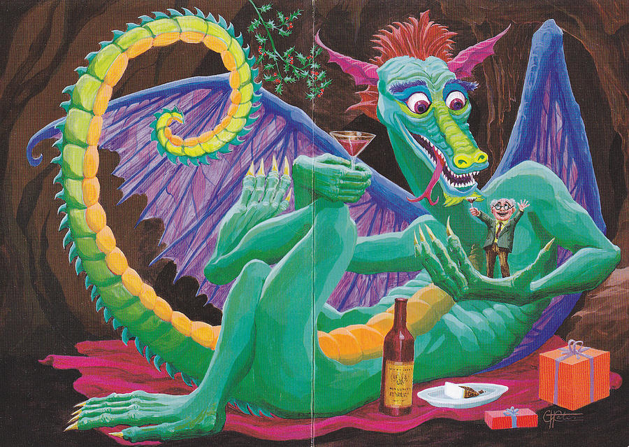 Dragon Sups Drawing by Charles Cater