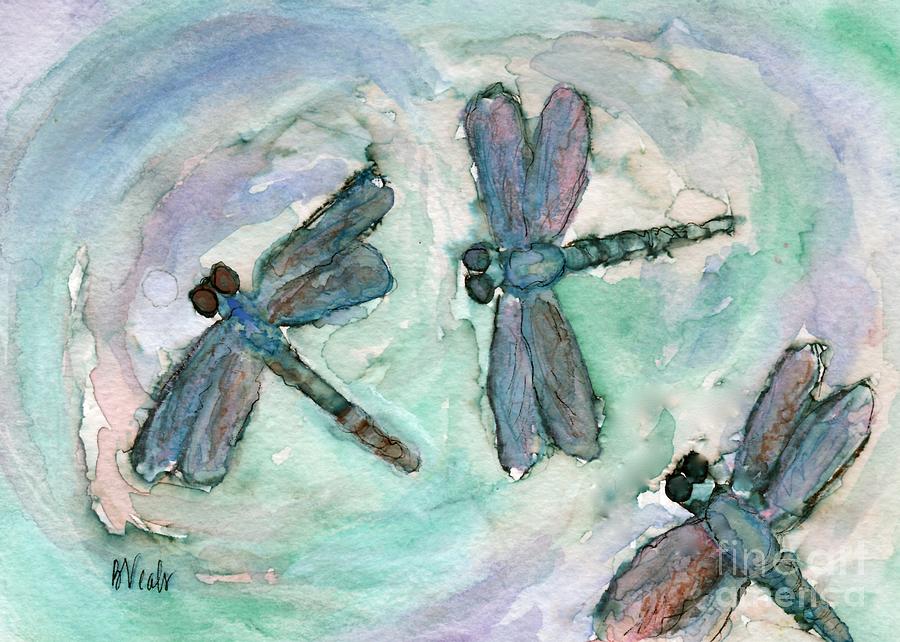 Dragonflies by the Water Painting by Bev Veals