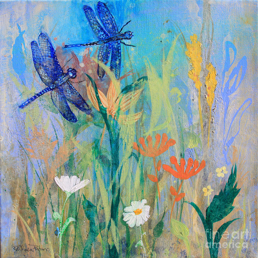 Dragonflies in Wild Garden Painting by Robin Pedrero