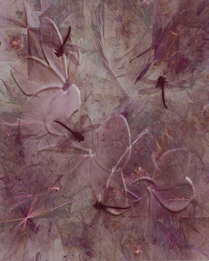 Abstract Digital Art - Dragonflies by Jean Gugliuzza