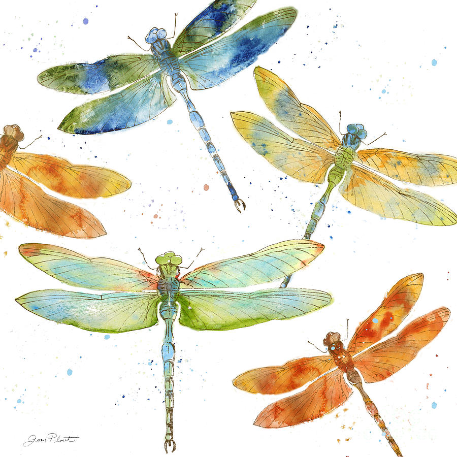 Dragonfly Bliss-JP3433 Painting by Jean Plout