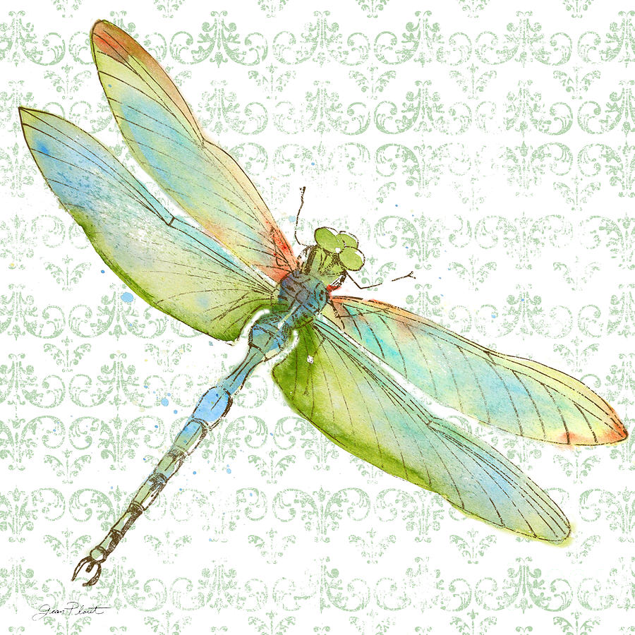 Dragonfly Bliss-JP3436 Painting by Jean Plout