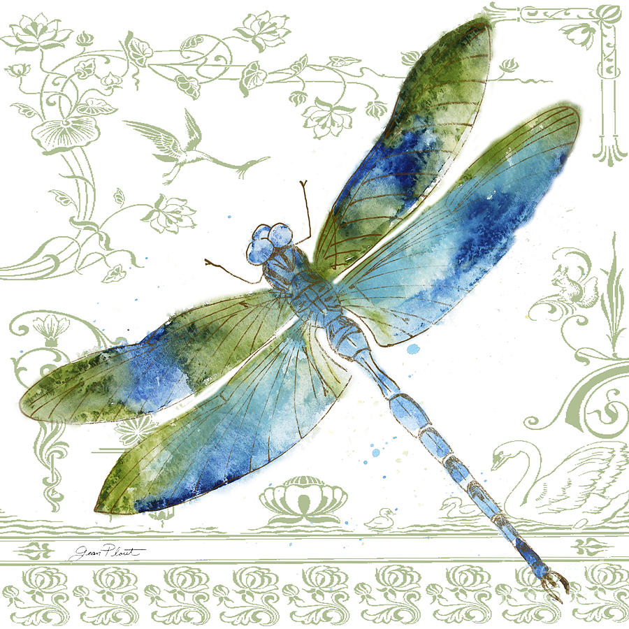 Dragonfly Bliss-JP3444 Painting by Jean Plout