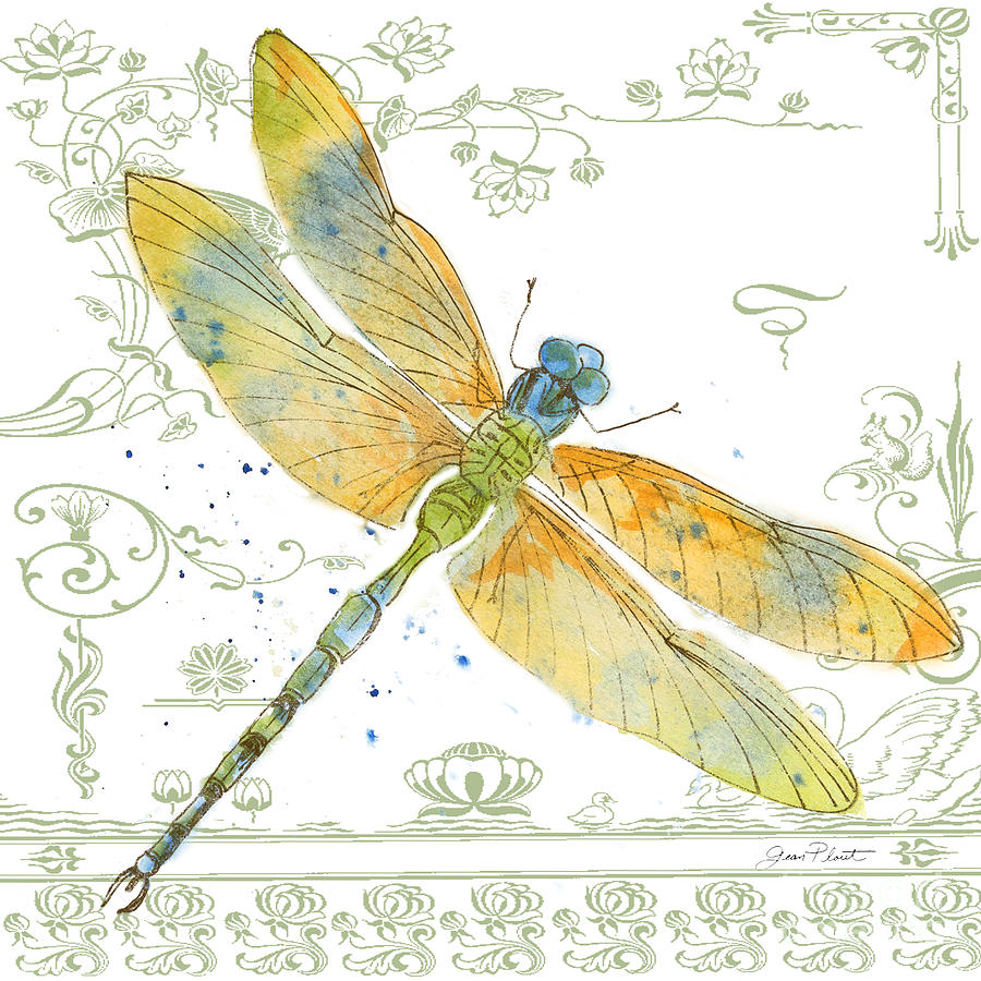 Dragonfly Bliss-JP3447 Painting by Jean Plout