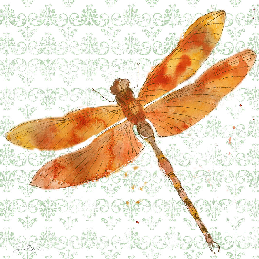 Dragonfly Bliss-JP3437 Painting by Jean Plout