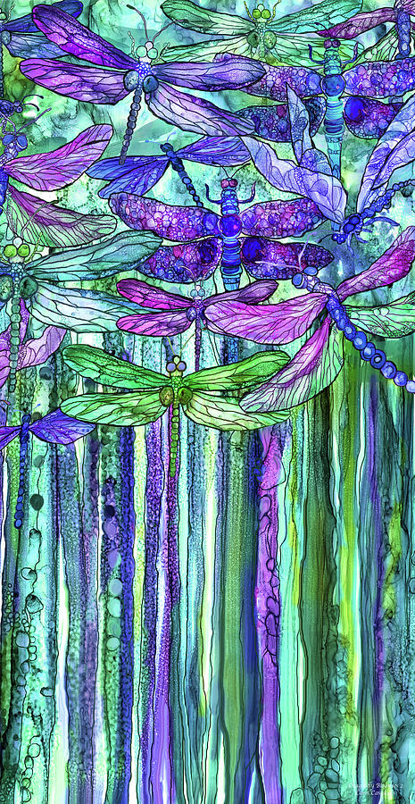 Dragonfly Bloomies 2 - Purple Mixed Media by Carol Cavalaris