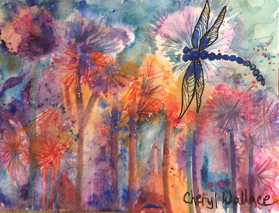 Dragonfly Breezes Painting by Cheryl Wallace