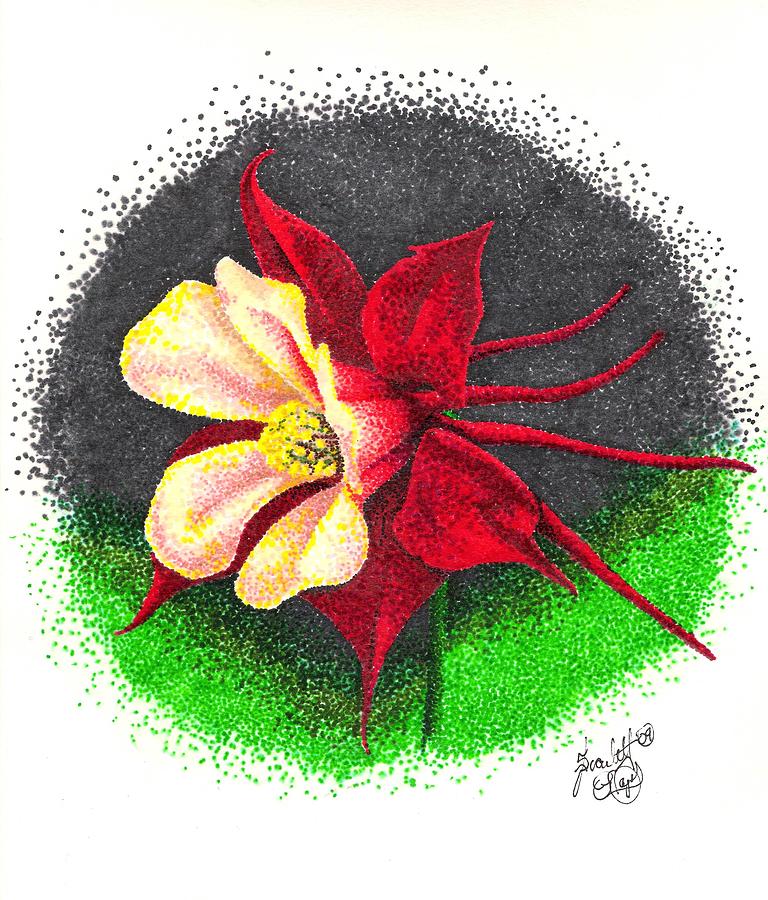 Dragonfly Columbine Drawing by Scarlett Royale
