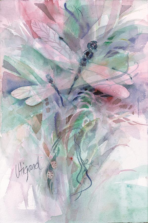 Dragonfly Duet Painting by Carolyn Utigard Thomas