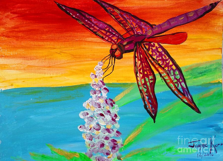 Dragonfly Ecstatic Painting by Jayne Kerr
