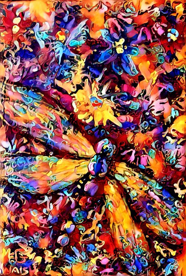 Dragonfly explosion 3  Digital Art by Megan Walsh