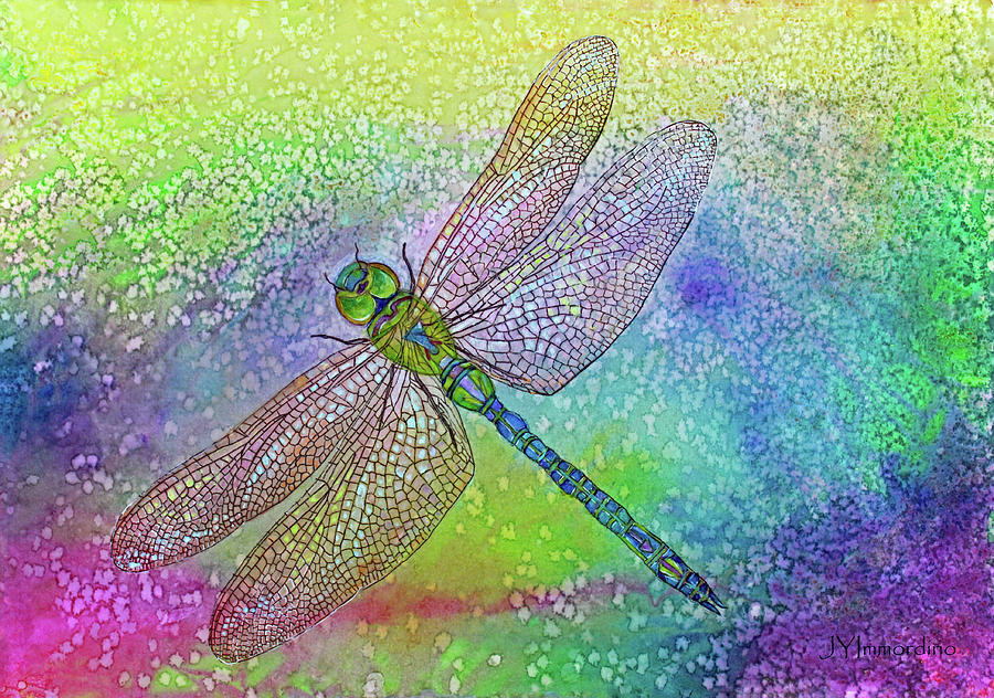 Impressionism Painting - Dragonfly Blue #2 by Janet Immordino